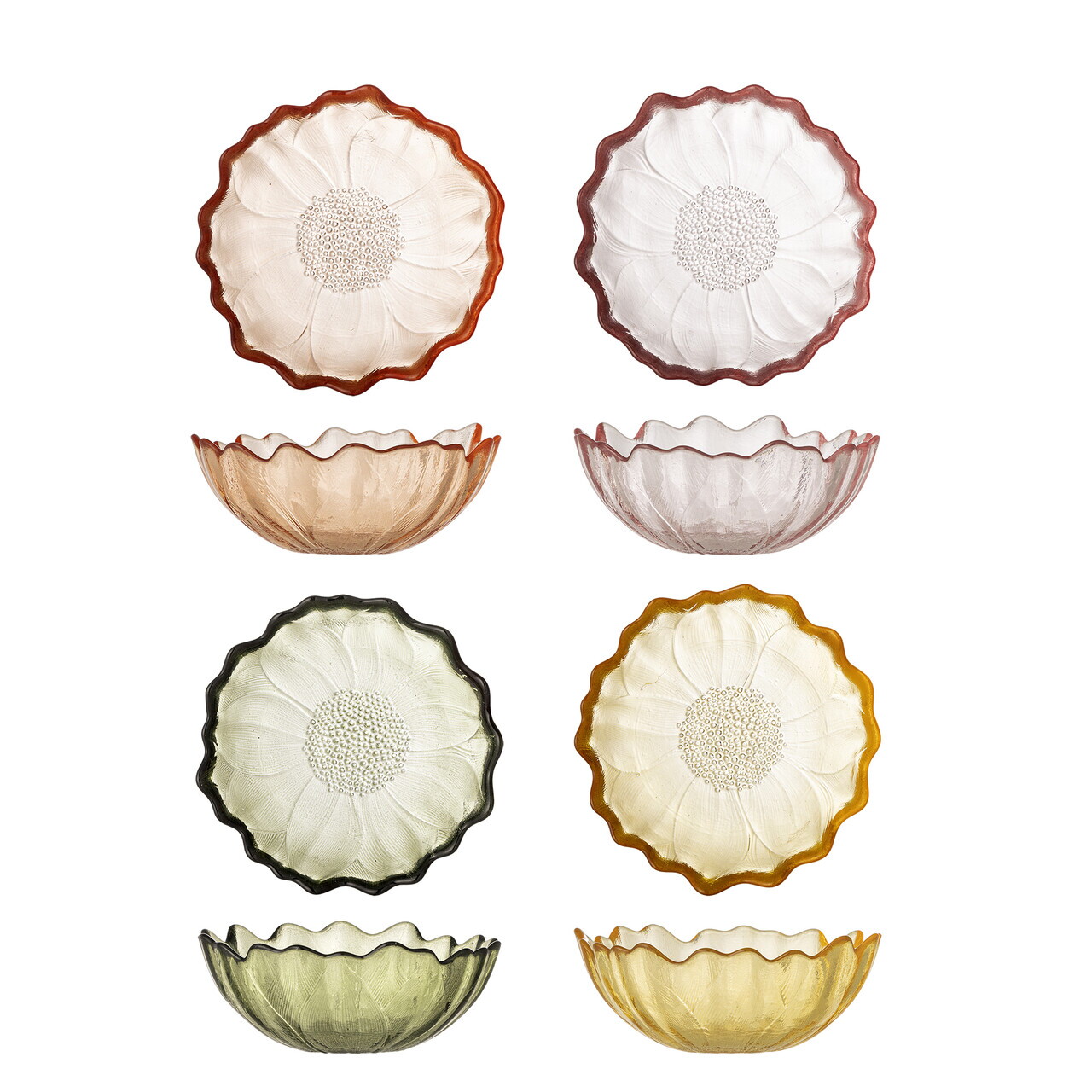 Set 4 boluri, Bloomingville, Kana, 12x4.5 cm, 120 ml, sticla, multicolor - imagine 4
